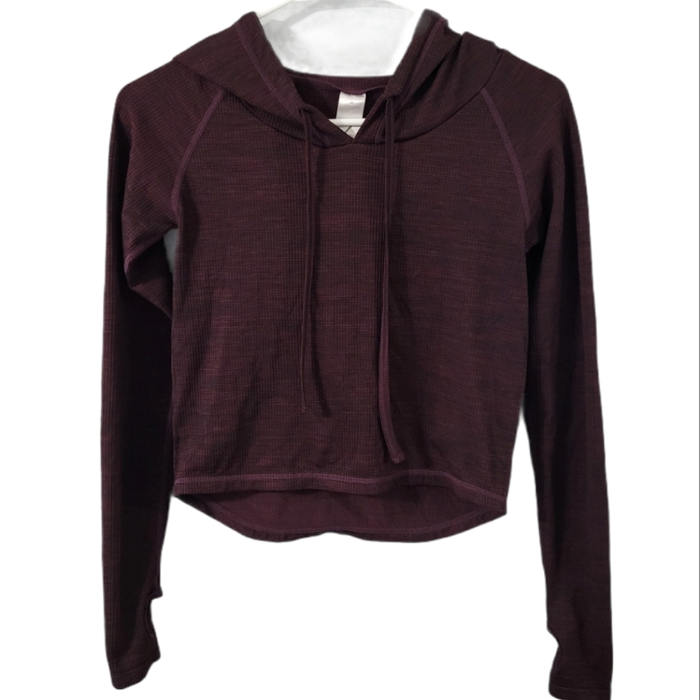 Z by Zella Hi Lo Cropped Hoodie Waffle Knit Purple. In great condition.